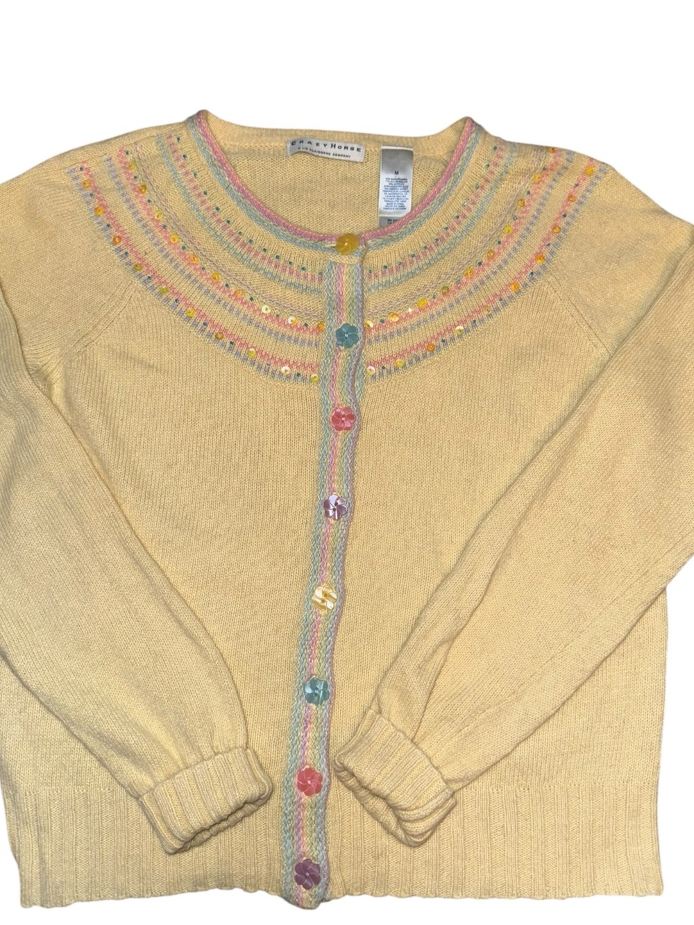 Crazy Horse by Liz Claiborne Women’s Knit Floral Cardigan Sweater